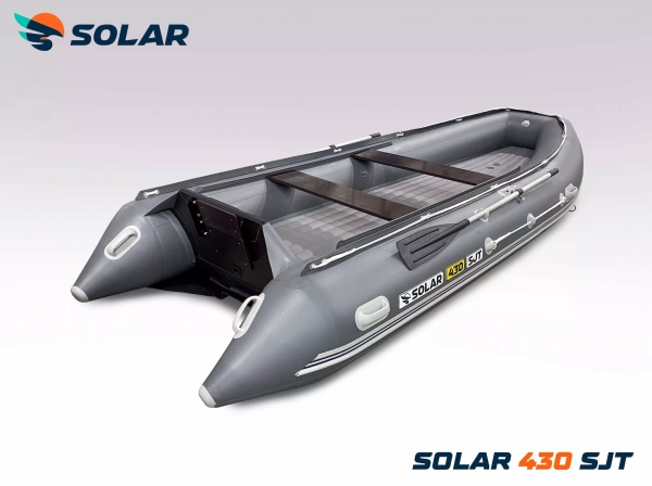 Лодка ПВХ SOLAR (Солар) 430 super jet tunnel серый | Мототека